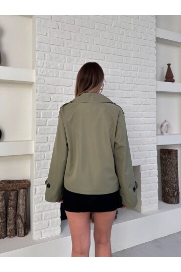 Düğme Detaylı Bondik Mevsimlik Oversize Kısa Trençkot