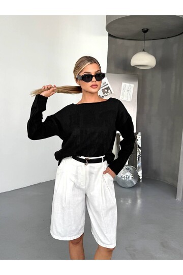 Düşük Omuz Triko Kazak