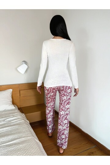 Flowers Baskılı Çiçek Desenli Kadın Pijama Takımı