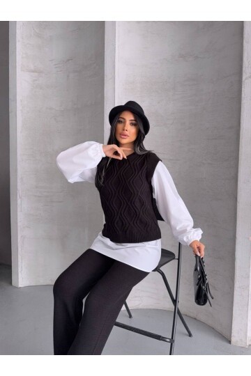 Gömlek Detaylı Triko Takım