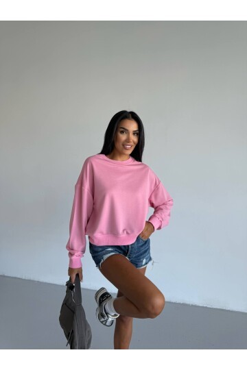 İki İplik Bisiklet Yaka Sweatshirt