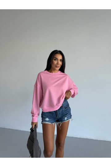 İki İplik Bisiklet Yaka Sweatshirt