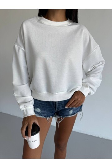 İki İplik Bisiklet Yaka Sweatshirt