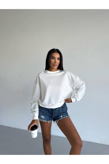 İki İplik Bisiklet Yaka Sweatshirt