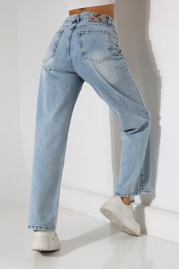 Kadın Açık Mavi Straight Fit Jean