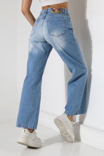 Kadın Açık Mavi Yüksek Bel Bol Paça Jean