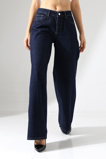 Kadın Koyu Mavi Palazzo Jean