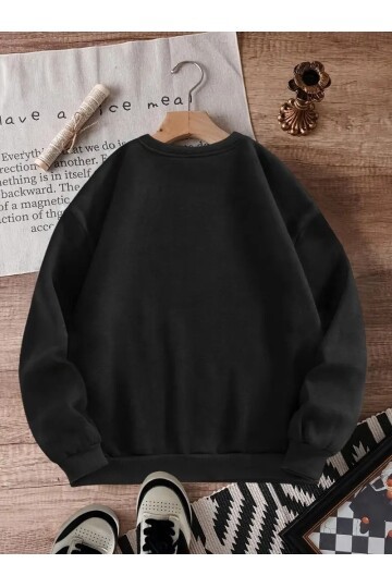 Leopar Fiyonk Baskılı 3Üç İplik Oversize Sweatshirt