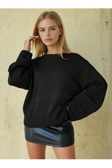 Oversize Bisiklet Yaka Triko Kazak
