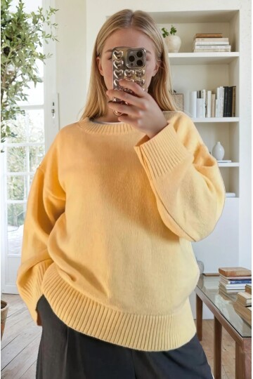 Oversize Bisiklet Yaka Triko Kazak