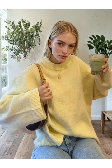Oversize Bisiklet Yaka Triko Kazak