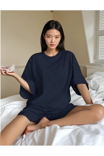 Oversize Süprem Kumaş Şortlu Pijama Takımı