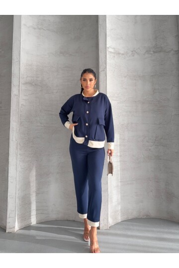 Oysho Kumaş Düğmeli Ayıcık Aksesuarlı Takım Lacivert