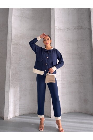 Oysho Kumaş Düğmeli Ayıcık Aksesuarlı Takım Lacivert