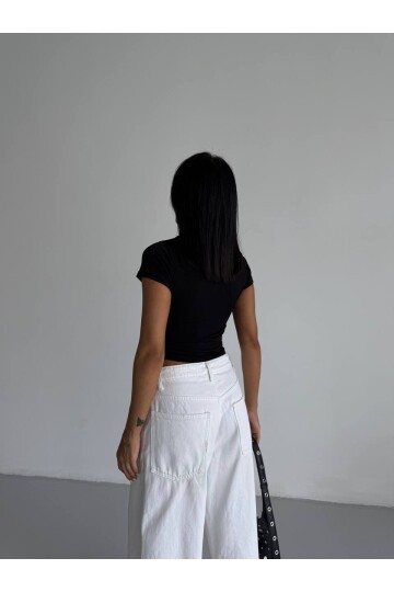 Siyah Basic Sandy Kumaş Bluz