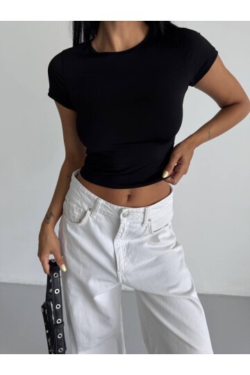 Siyah Basic Sandy Kumaş Bluz