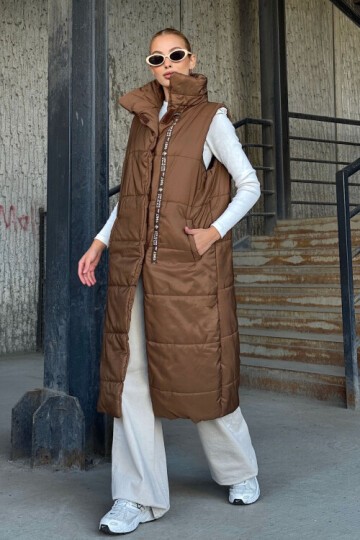 Uzun Boy Kapitone Şişme Yelek