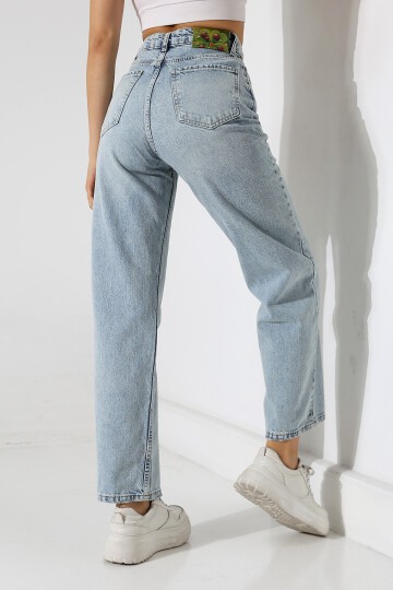 Yüksek Bel Düz Kesim Açık Mavi Jean