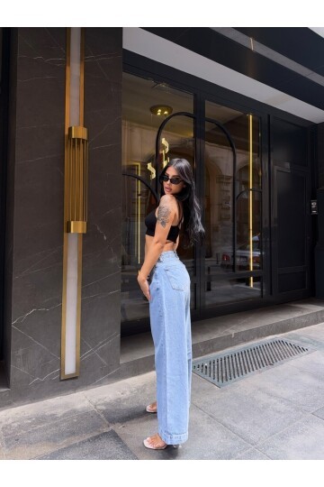 Açık Mavi Denim Bol Pantolon
