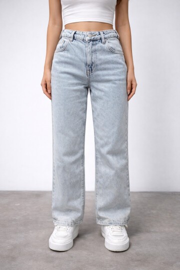 Açık Mavi Geniş Paça Jean