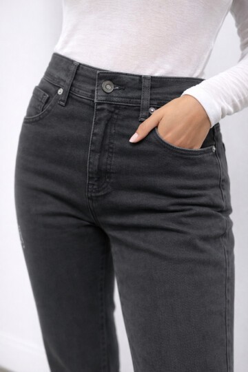Antrasit Renk Esnek Jean