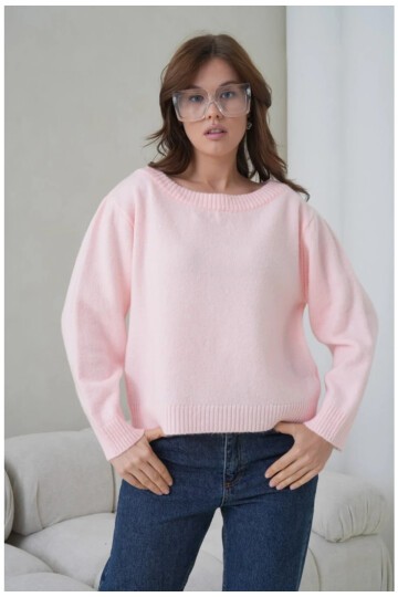 Asimetrik Yaka Oversize Triko Kazak