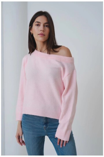 Asimetrik Yaka Oversize Triko Kazak