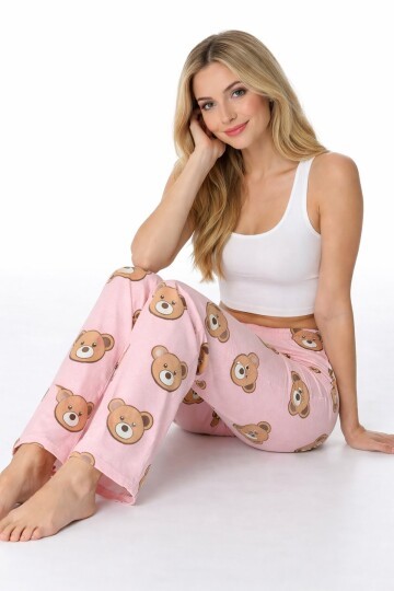 Ayı Baskılı Pijama Alt