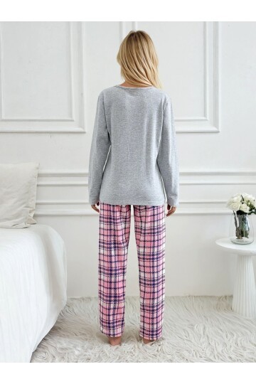 Ayıcık Baskılı Süprem Kumaş Kadın Pijama Takımı