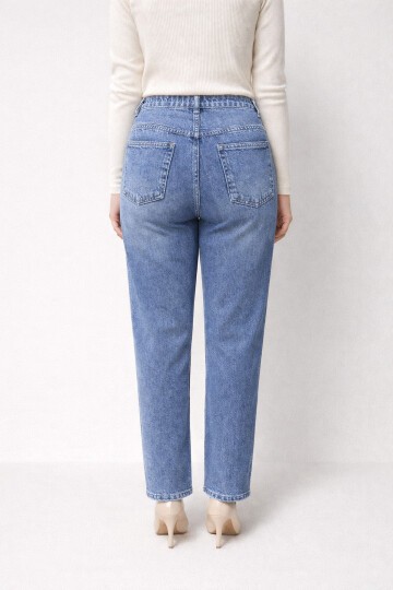 Büyük Beden Beli Lastikli Jean