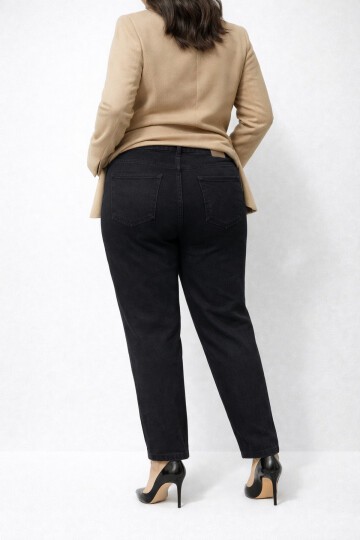 Büyük Beden Esnek Siyah Kadın Jean