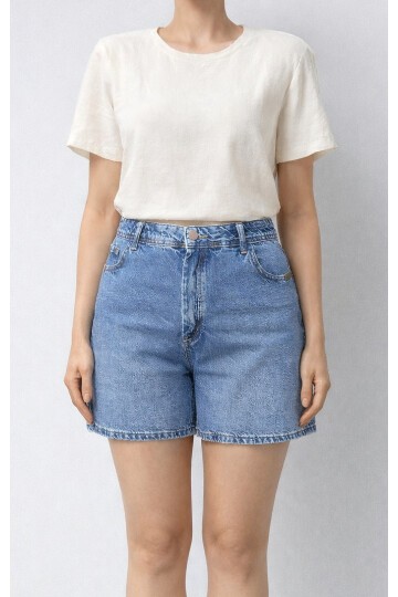 Büyük Beden Mavi Jean Şort