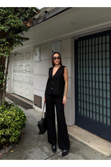 Çelik Yelek ve Palazzo Pantolon İkili Takım