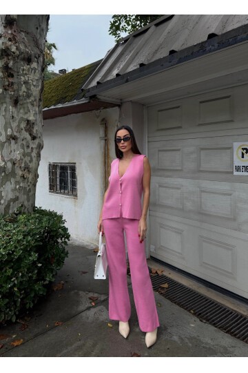 Çelik Yelek ve Palazzo Pantolon İkili Takım