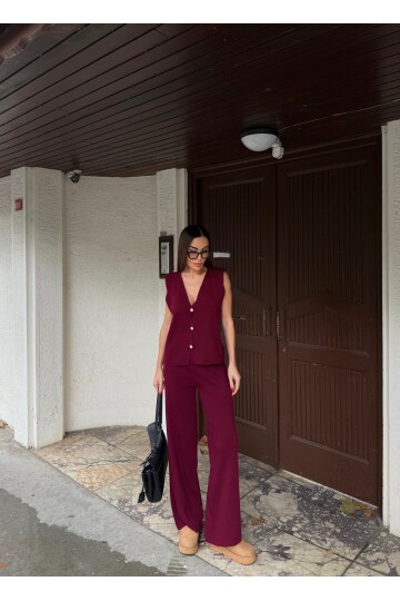 Çelik Yelek ve Palazzo Pantolon İkili Takım