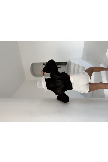 Çift Bağlama Detay Müslin Bluz Siyah