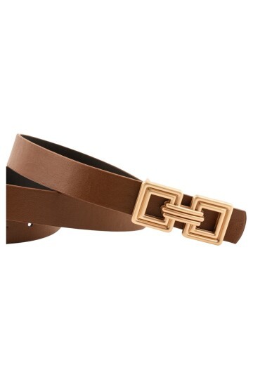 Çift Kare Tokalı Taba Kadın Kemer