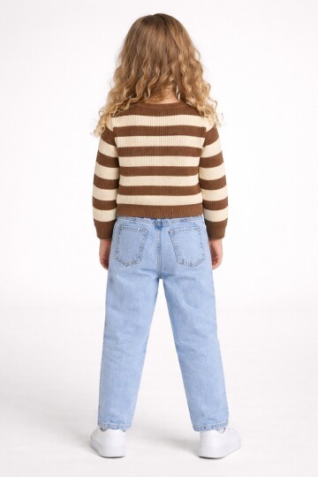 Çizgili Kazak Ve Jean Takım Bej