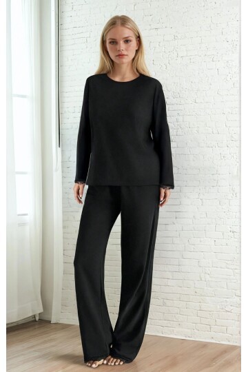 Dantel Detay Premium Siyah Suprem Pijama