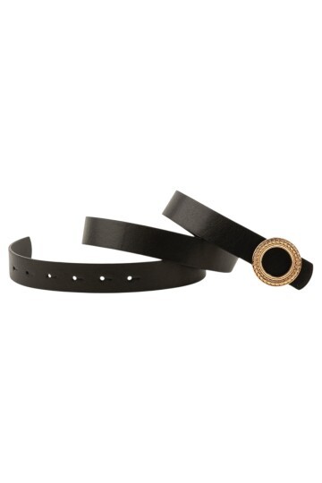 Desenli Halka Tokalı Siyah Kadın Kemeri