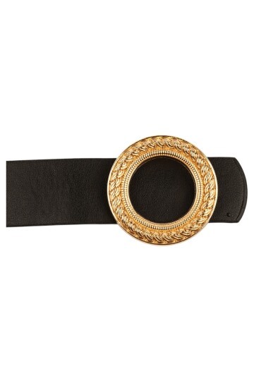 Desenli Halka Tokalı Siyah Kadın Kemeri