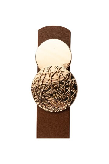 Desenli Yuvarlak Tokalı İkili Set Taba_Bej Kadın Kemeri