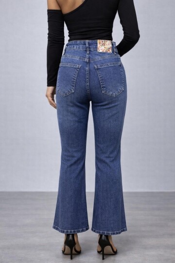 Dikişli Esnek Lacivert Jean