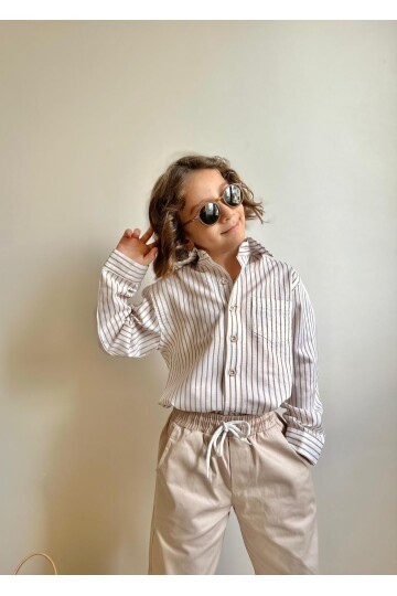 Erkek Çocuk Gabardin Pantalon ve Gömlek Alt Üst Takım