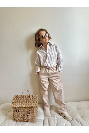 Erkek Çocuk Gabardin Pantalon ve Gömlek Alt Üst Takım
