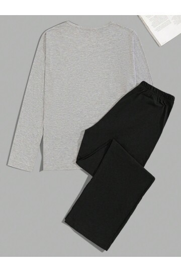 Erkek Uzun Kollu Pijama Takımı Ayı Baskılı