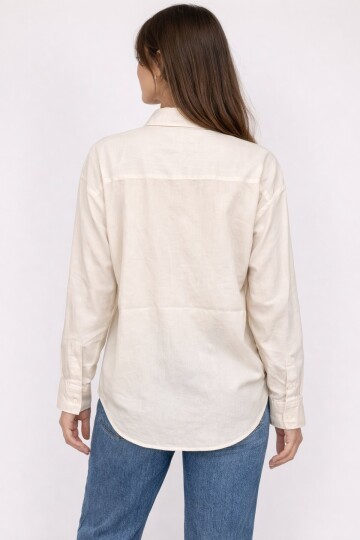 Fularlı Gömlek Ekru