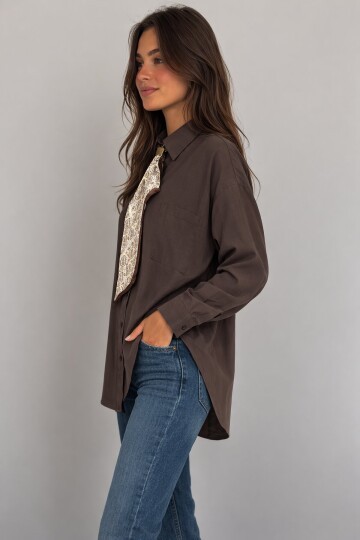 Fularlı Gömlek Kahverengi