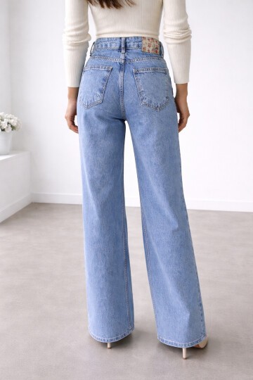 Geniş Paça Mavi Jean