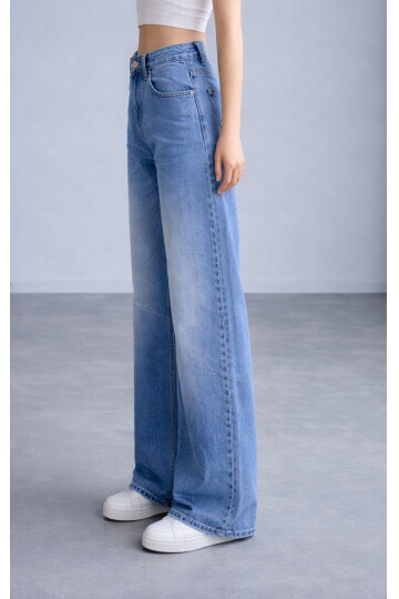 Geniş Paça Mavi Jean